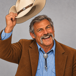 George tipping his hat and laughing: Preempt